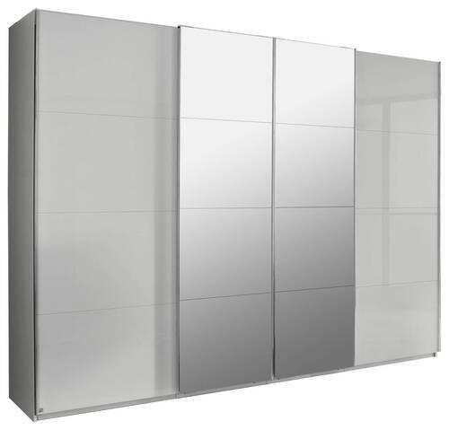 SCHWEBETÜRENSCHRANK 271/223/68 cm 4-türig Grau  - Chromfarben/Grau, Design, Glas/Holzwerkstoff (271/223/68cm) - Novel