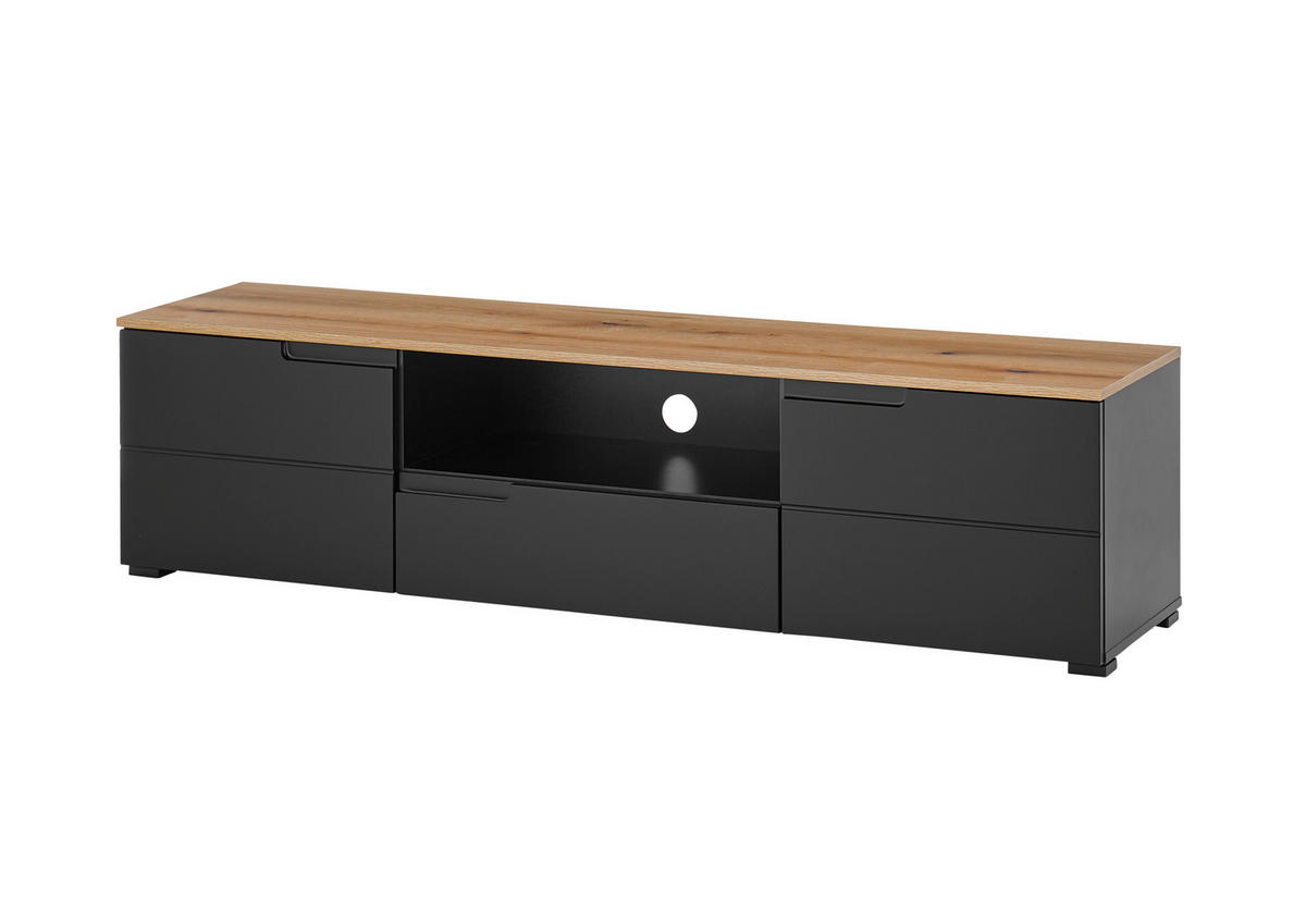 NÍZKA KOMODA, čierna, farba duba, 165/42/40 cm - čierna/farba duba, Design, kompozitné drevo/plast (165/42/40cm) - home24