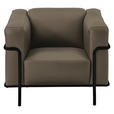 SESSEL in Echtleder Taupe  - Taupe/Schwarz, Design, Leder/Metall (91/67/96cm) - Johann Jakob