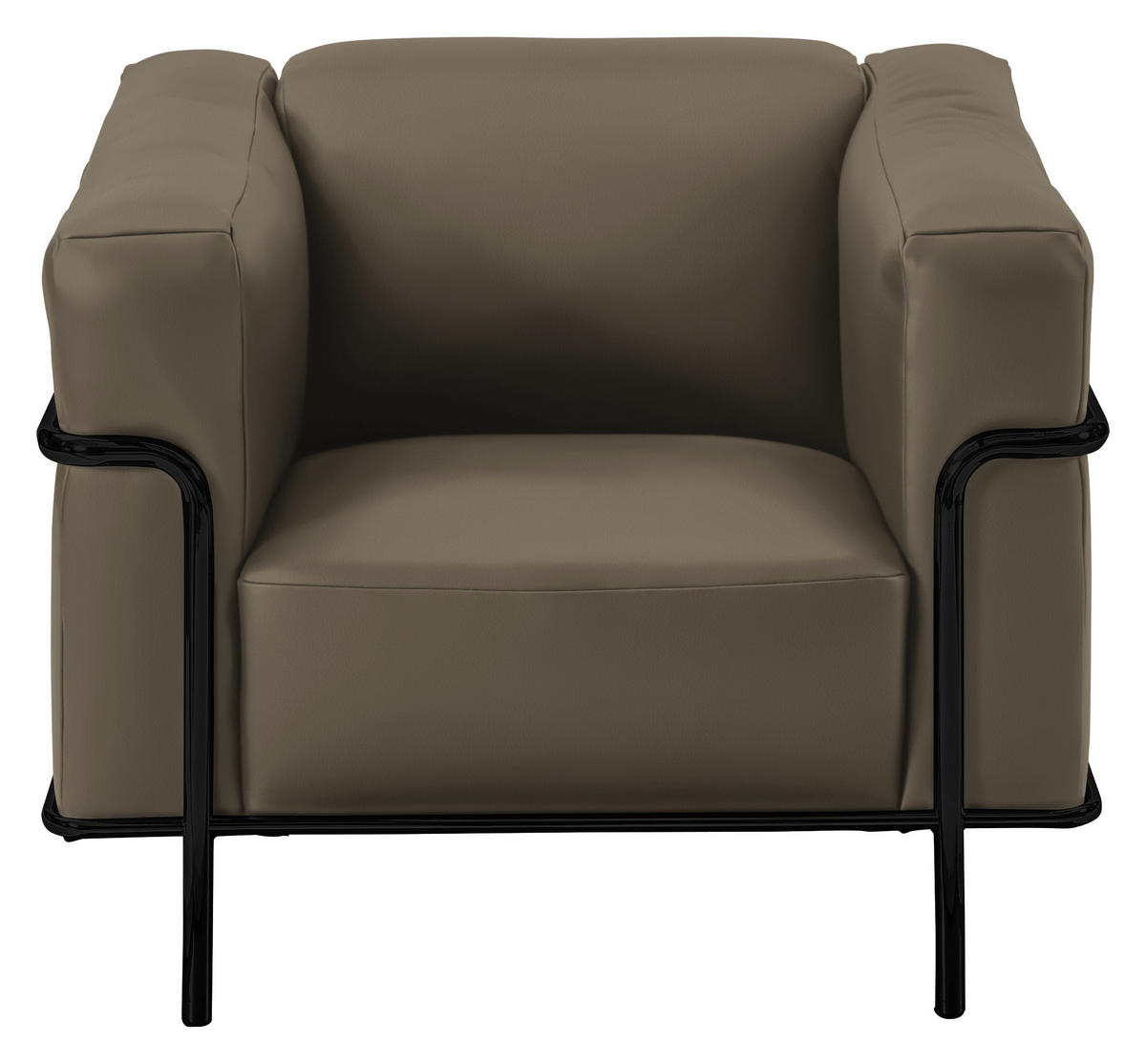SESSEL in Echtleder Taupe  - Taupe/Schwarz, Design, Leder/Metall (91/67/96cm) - Johann Jakob