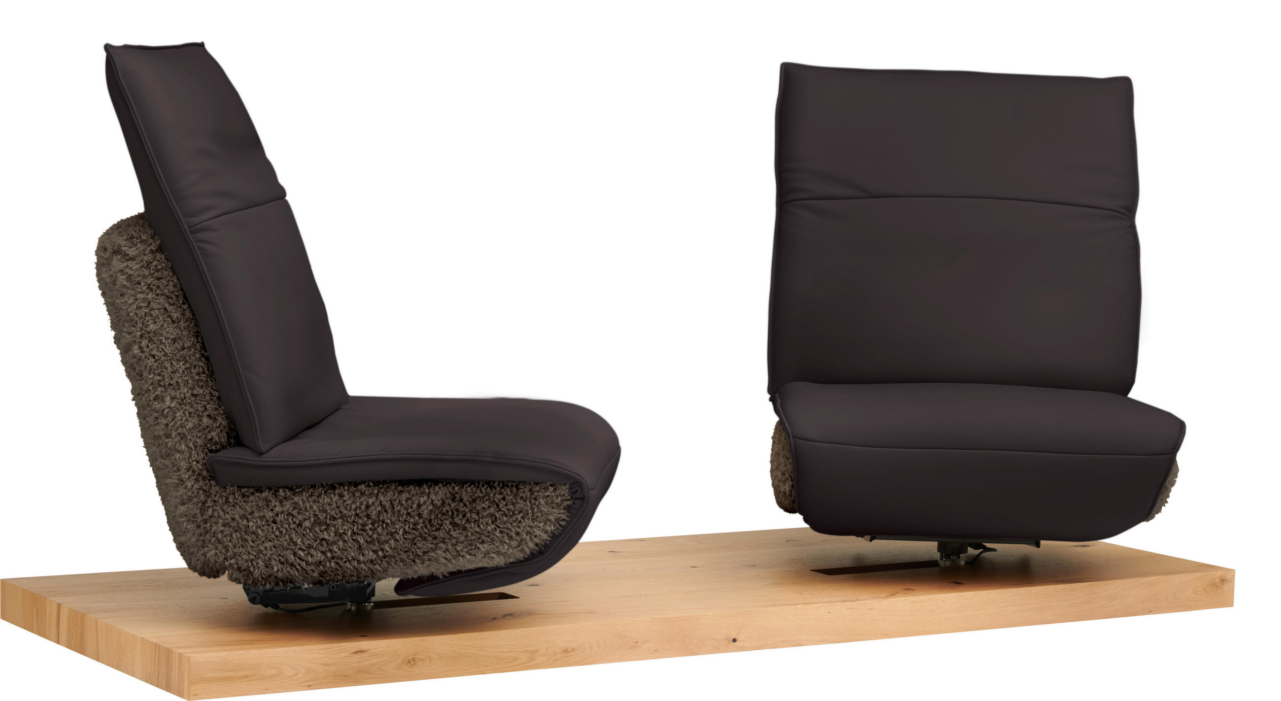 2-SITZER-SOFA  in Hochflor Echtleder Dunkelbraun  - Dunkelbraun/Schwarz, Design, Leder/Holz (240/65/104cm) - Koinor