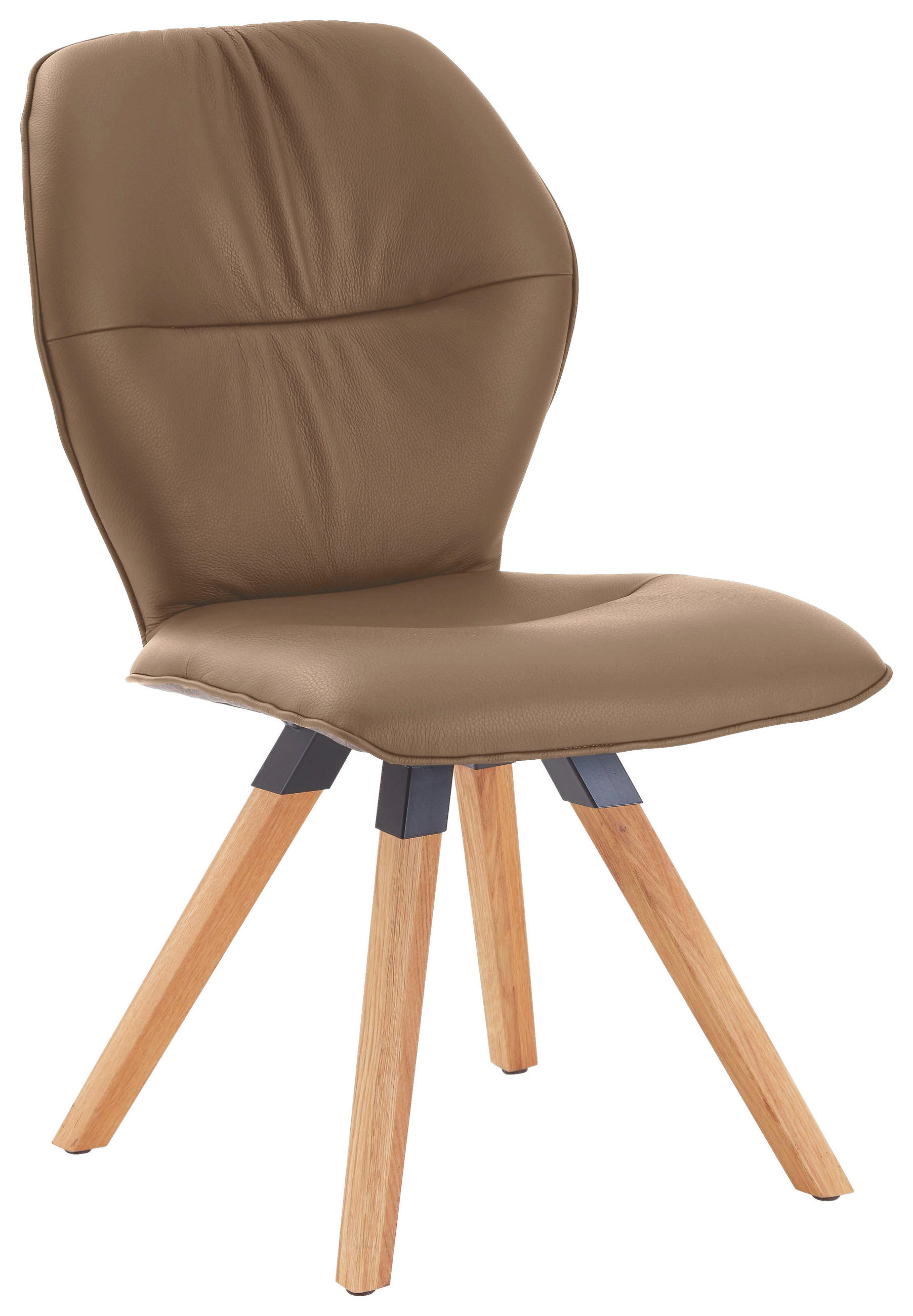 STUHL in Holz, Textil, Leder Schlammfarben, Taupe  - Taupe/Wildeiche, Design, Leder/Holz (62/91/59cm) - Valdera