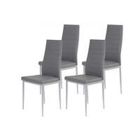 STUHL-SET 4 Stück Typenauswahl, abwischbar Lederlook  - Alufarben/Grau, MODERN, Textil/Metall (42/98/44cm) - MID.YOU