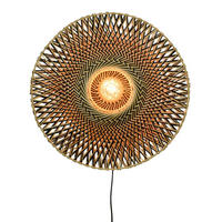 NÁSTĚNNÉ SVÍTIDLO, 60/15 cm  - černá/světle hnědá, Design, kov/přírodní materiály (60/15cm) - Good & Mojo