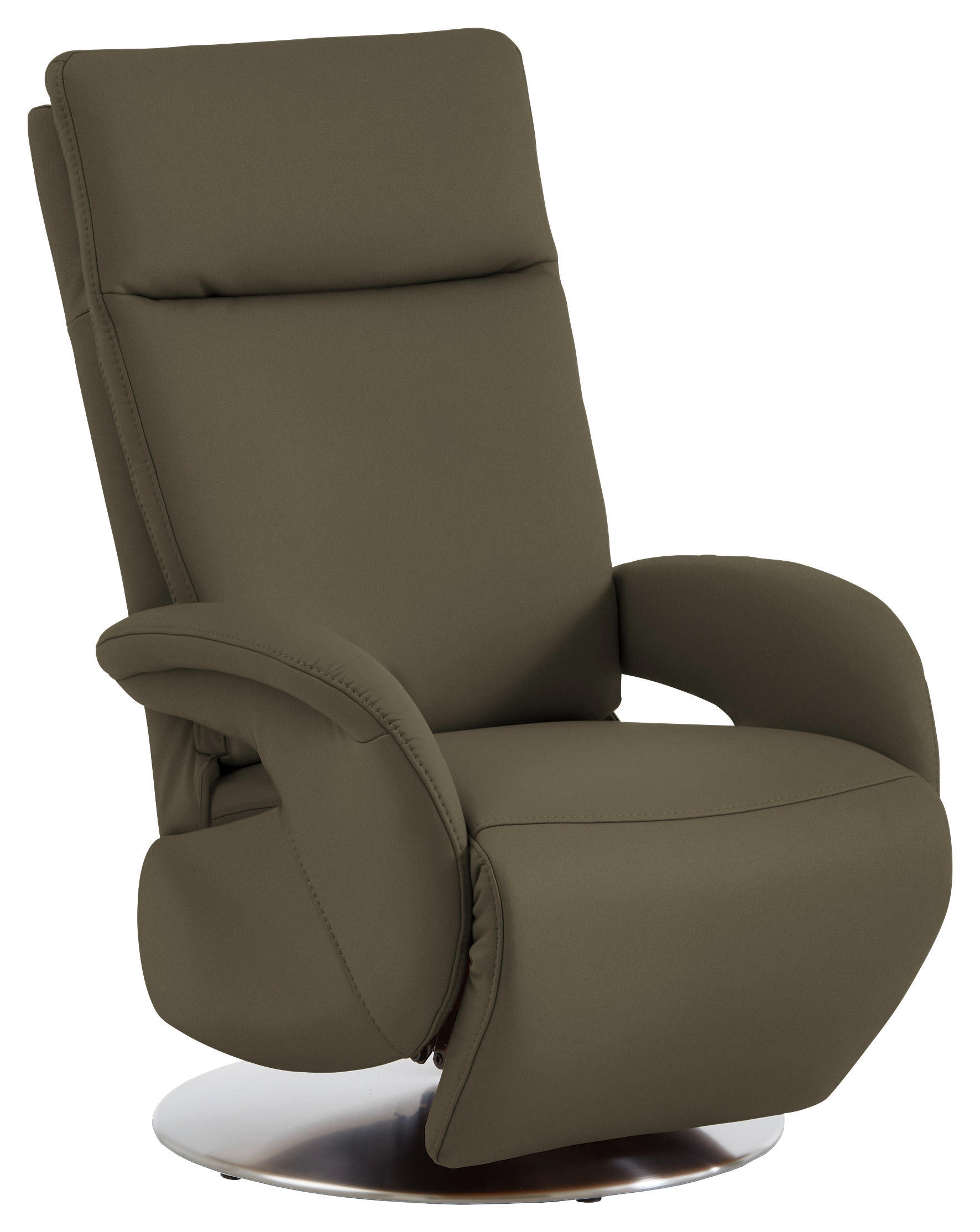RELAXSESSEL in Leder Olivgrün  - Edelstahlfarben/Olivgrün, Design, Leder/Metall (70/108/80cm) - Cantus