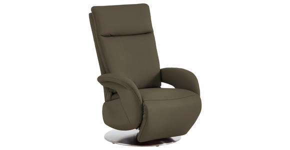 RELAXSESSEL in Leder Olivgrün - Edelstahlfarben/Olivgrün, Design, Leder/Metall (70/108/80cm) - Cantus