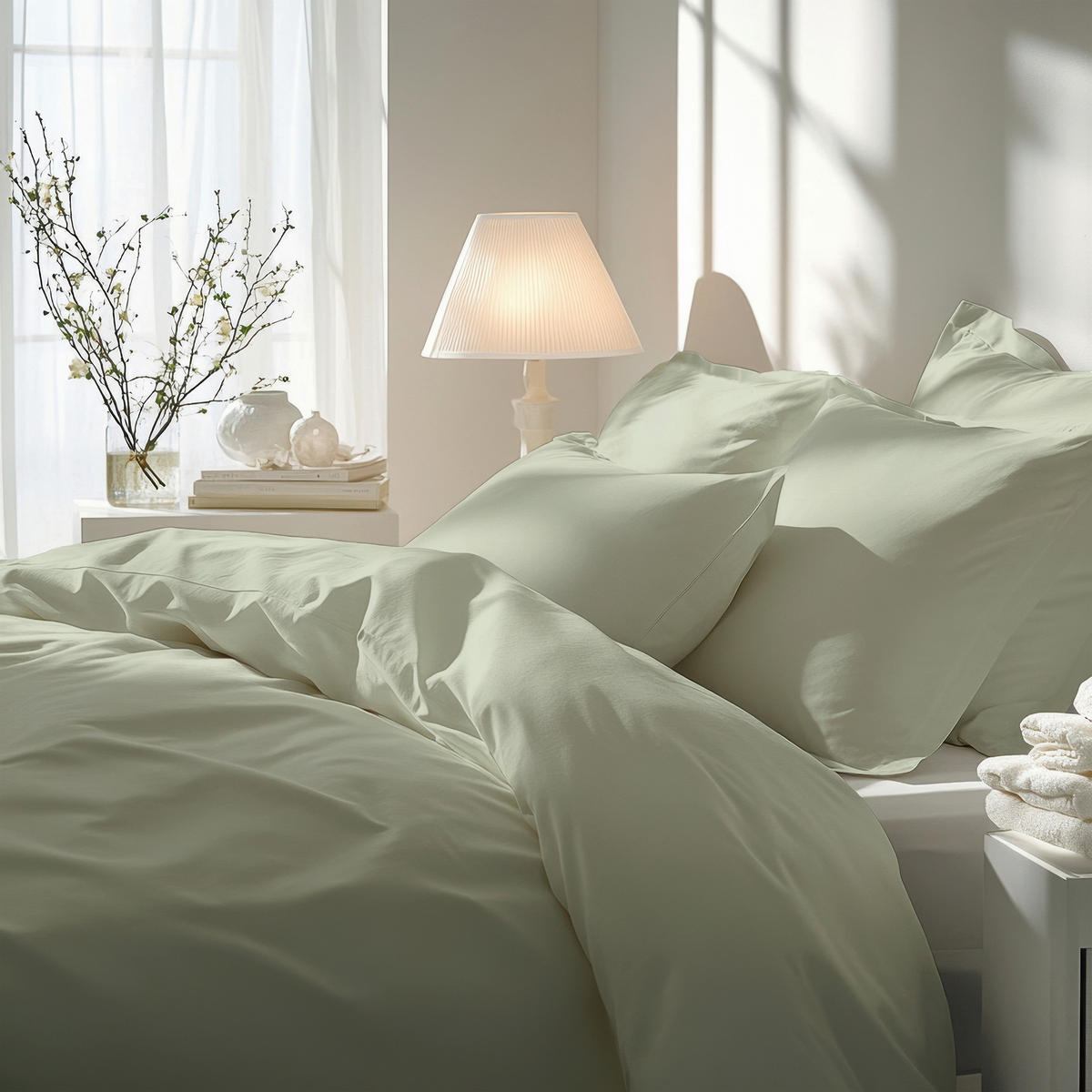 BETTWÄSCHE 2-teilig Satin 140/220 cm  - Hellgrün, Design, Textil (140/220cm) - Florella