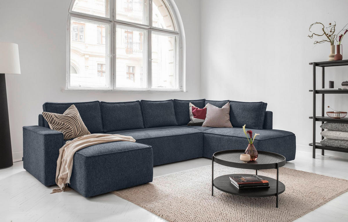 SJEDEĆA GARNITURA tekstil  tamno plava   - bijela/siva, Design, tekstil/plastika (156/322/194cm) - MID.YOU