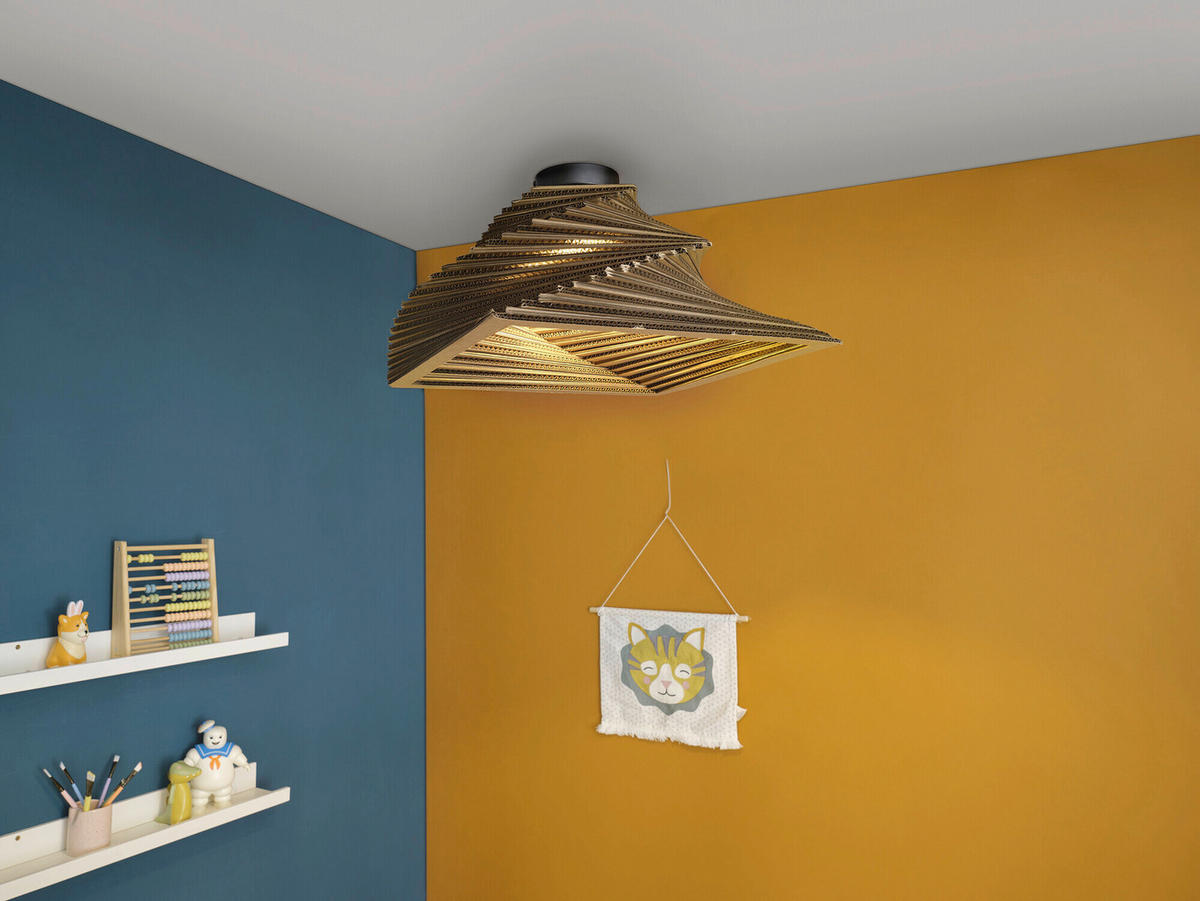 DECKENLEUCHTE Modern 40/40/22,5 cm    - Natur, Karton/Metall (40/40/22,5cm) - Osram