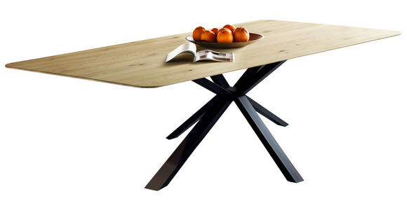 ESSTISCH Schwarz, Eichefarben rechteckig  in verschiedenen Größen erhältlich, Variantenauswahl  - Eichefarben/Schwarz, LIFESTYLE, Holz/Metall (180/90/75cm) - Linea Natura