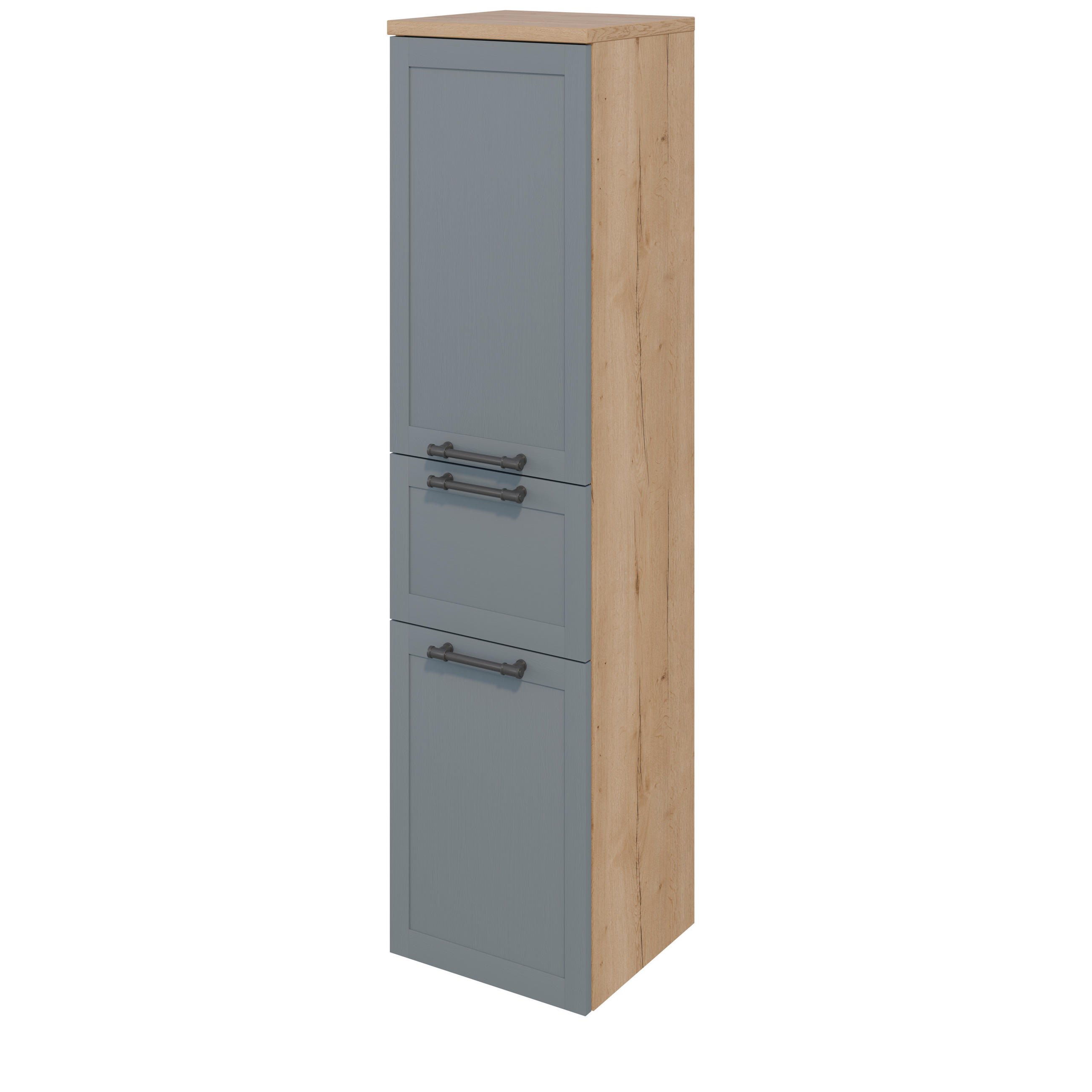 MIDISCHRANK 40/122,5/38 cm  - Edelstahlfarben/Eichefarben, MODERN, Holzwerkstoff/Metall (40/122,5/38cm) - Celina Home