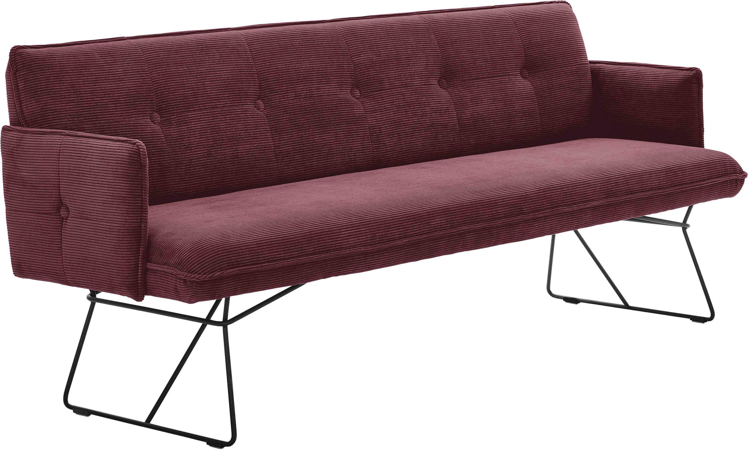SITZBANK 212/89/70 cm  in Weinrot  - Weinrot/Schwarz, Design, Textil/Metall (212/89/70cm) - Pure Home Lifestyle