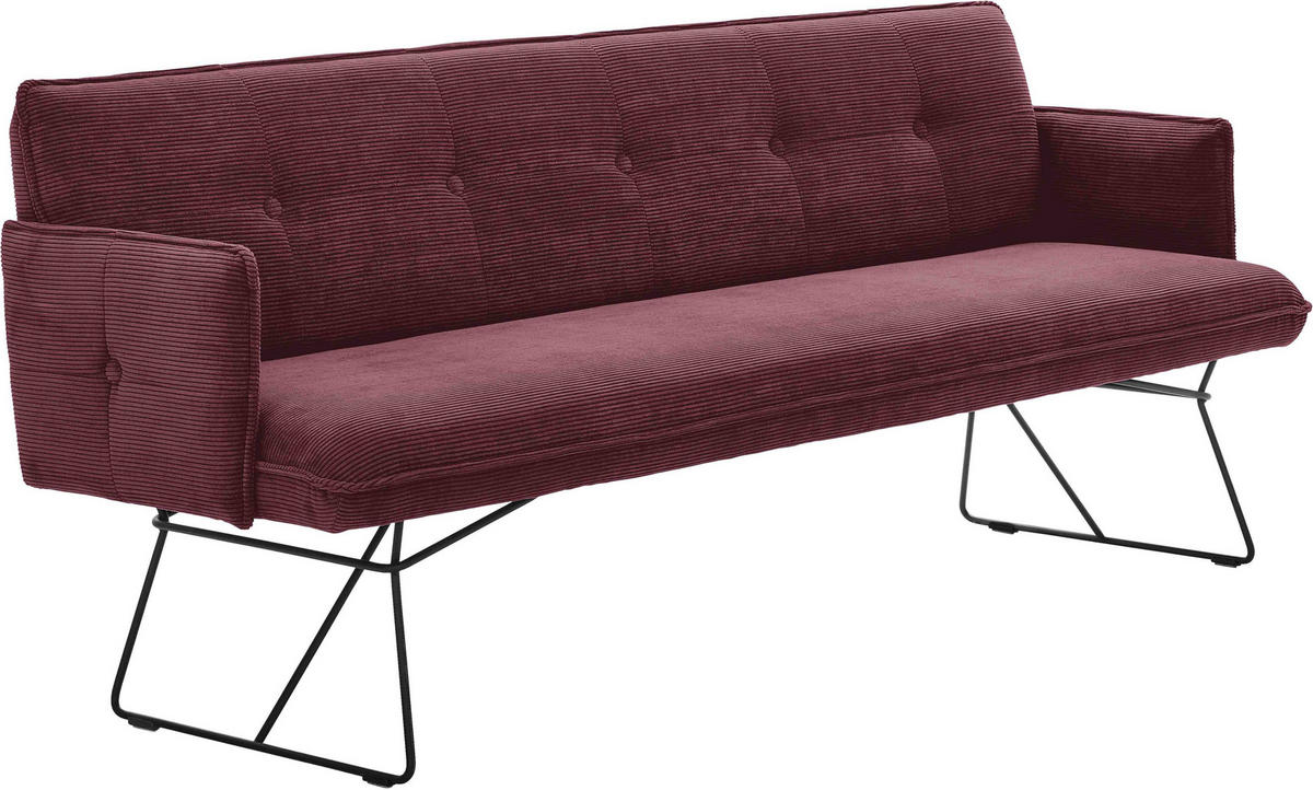 SITZBANK 212/89/70 cm  in Weinrot  - Weinrot/Schwarz, Design, Textil/Metall (212/89/70cm) - Pure Home Lifestyle