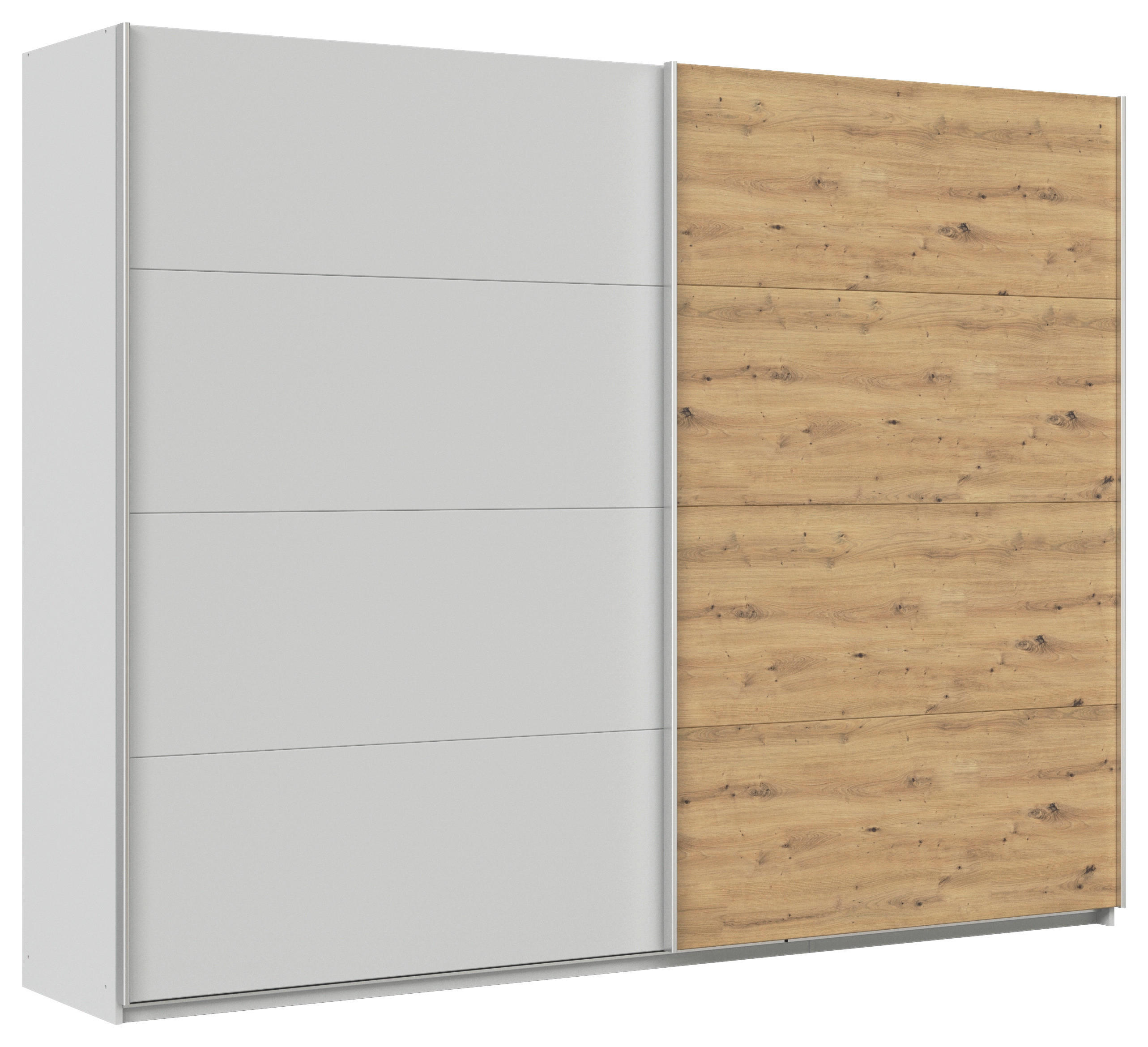 SCHWEBETÜRENSCHRANK  in Eiche Artisan, Seidengrau  - Seidengrau/Alufarben, KONVENTIONELL, Holzwerkstoff/Metall (271/229/62cm) - Xora