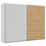 SCHWEBETÜRENSCHRANK  in Eiche Artisan, Seidengrau  - Seidengrau/Alufarben, KONVENTIONELL, Holzwerkstoff/Metall (271/210/62cm) - Xora