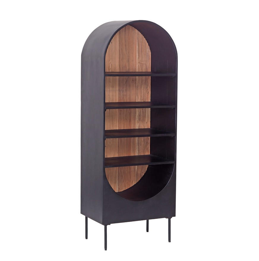 VITRINE  in massiv Akazie Naturfarben, Schwarz  - Schwarz/Naturfarben, KONVENTIONELL, Holz/Metall (63/170/40cm) - Livetastic