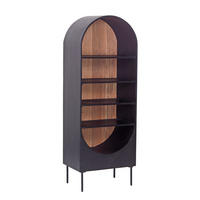 VITRINE  in massiv Akazie Naturfarben, Schwarz  - Schwarz/Naturfarben, KONVENTIONELL, Holz/Metall (63/170/40cm) - Livetastic