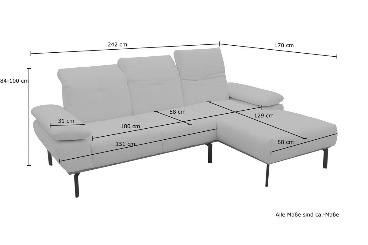ECKSOFA in Mikrofaser Grau  242/170 cm  - Wildeiche/Schwarz, Design, Holz/Textil (242/170cm) - MID.YOU