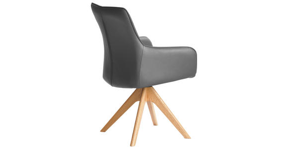 ARMLEHNSTUHL in Eisen Echtleder pigmentiert - Eichefarben/Grau, MODERN, Leder/Holz (64/87/60cm) - Novel