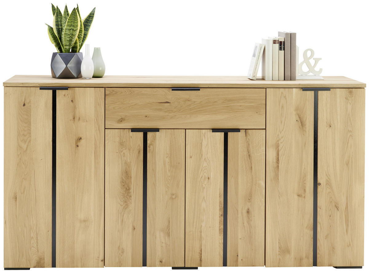 SIDEBOARD 180,2/93,1/43,4 cm  in Schwarz, Eichefarben  - Eichefarben/Schwarz, Natur, Holz/Holzwerkstoff (180,2/93,1/43,4cm) - Linea Natura
