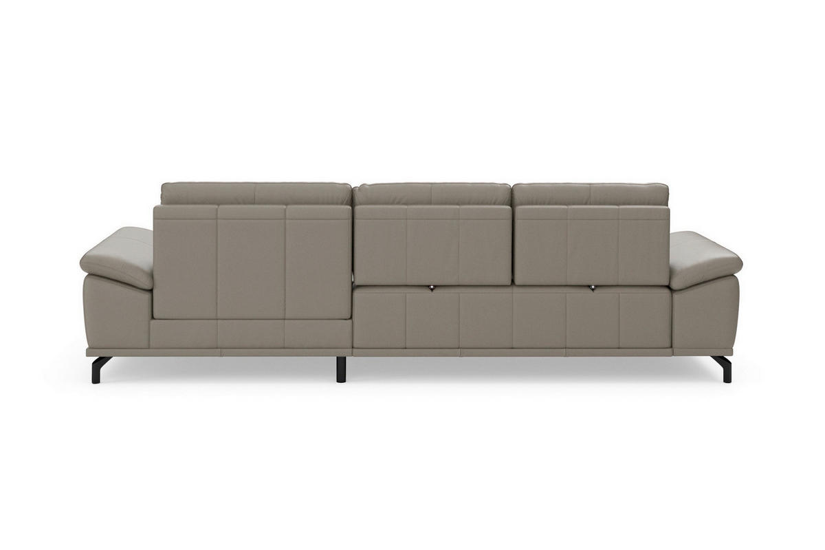 ROHOVÁ SEDAČKA, kůže, šedá - šedá/černá, Basics, kov/kůže (301/176cm) - Sit & More