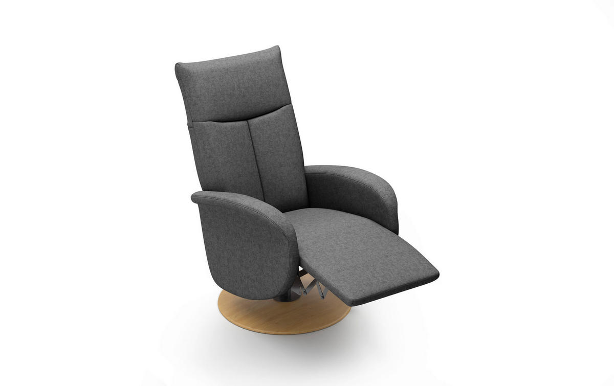 RELAXSESSEL Textil Dunkelgrau  - Eichefarben/Dunkelgrau, Konventionell, Holzwerkstoff/Textil (75/112/82cm) - Sit & More