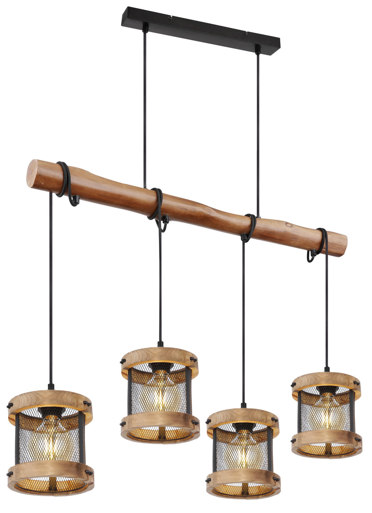 HÄNGELEUCHTE 85/16/120 cm   - Dunkelbraun/Schwarz, Natur, Holz/Metall (85/16/120cm) - Globo