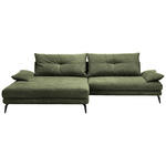 ECKSOFA Dunkelgrün Flachgewebe  - Dunkelgrün/Schwarz, Design, Textil/Metall (176/294cm) - Carryhome