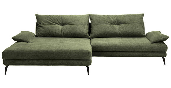 ECKSOFA Dunkelgrün Flachgewebe  - Dunkelgrün/Schwarz, Design, Textil/Metall (176/294cm) - Carryhome