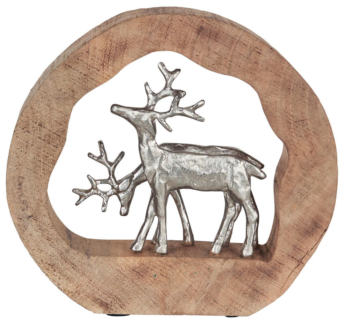 SKULPTUR - Silberfarben/Naturfarben, Natur, Holz/Metall (28,5/27/6,5cm) - Ambia Home