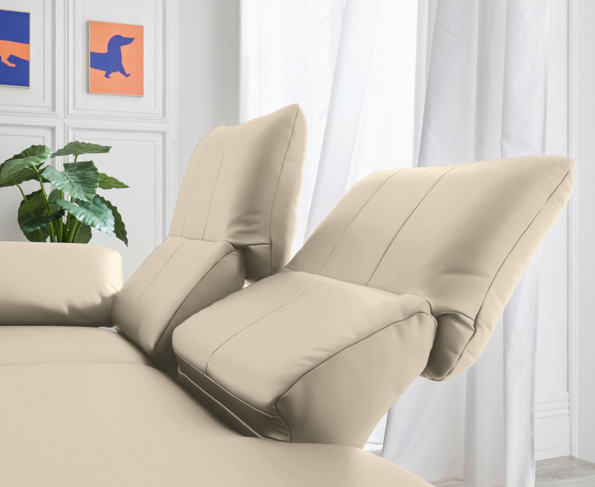 RÉCAMIERE in Echtleder Creme  - Chromfarben/Creme, Design, Leder/Metall (209/85-109/95-16cm) - Dieter Knoll