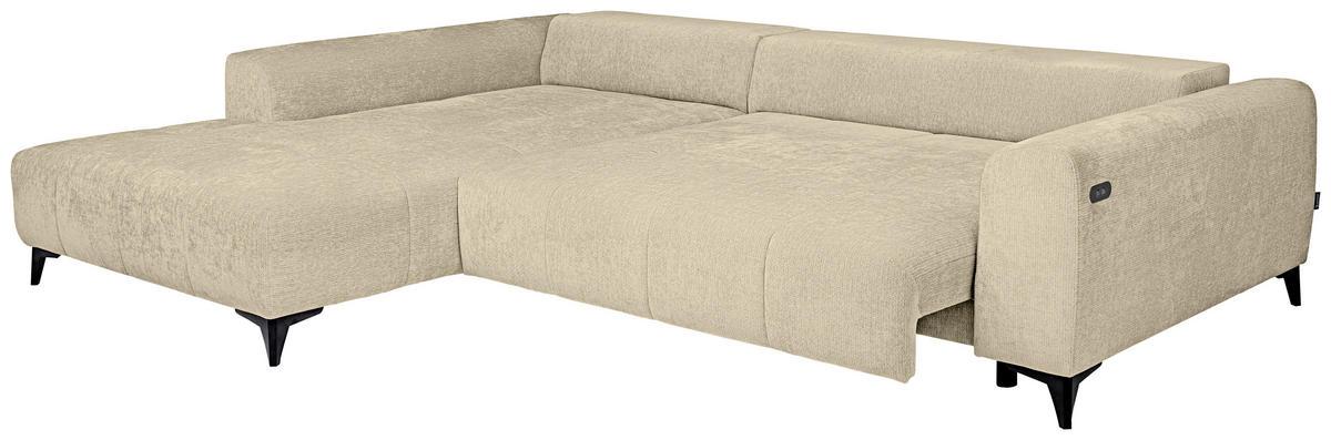 HÖRNSOFFA i chenille beige  - beige/svart, Klassisk, textil/plast (222/279cm) - MID.YOU