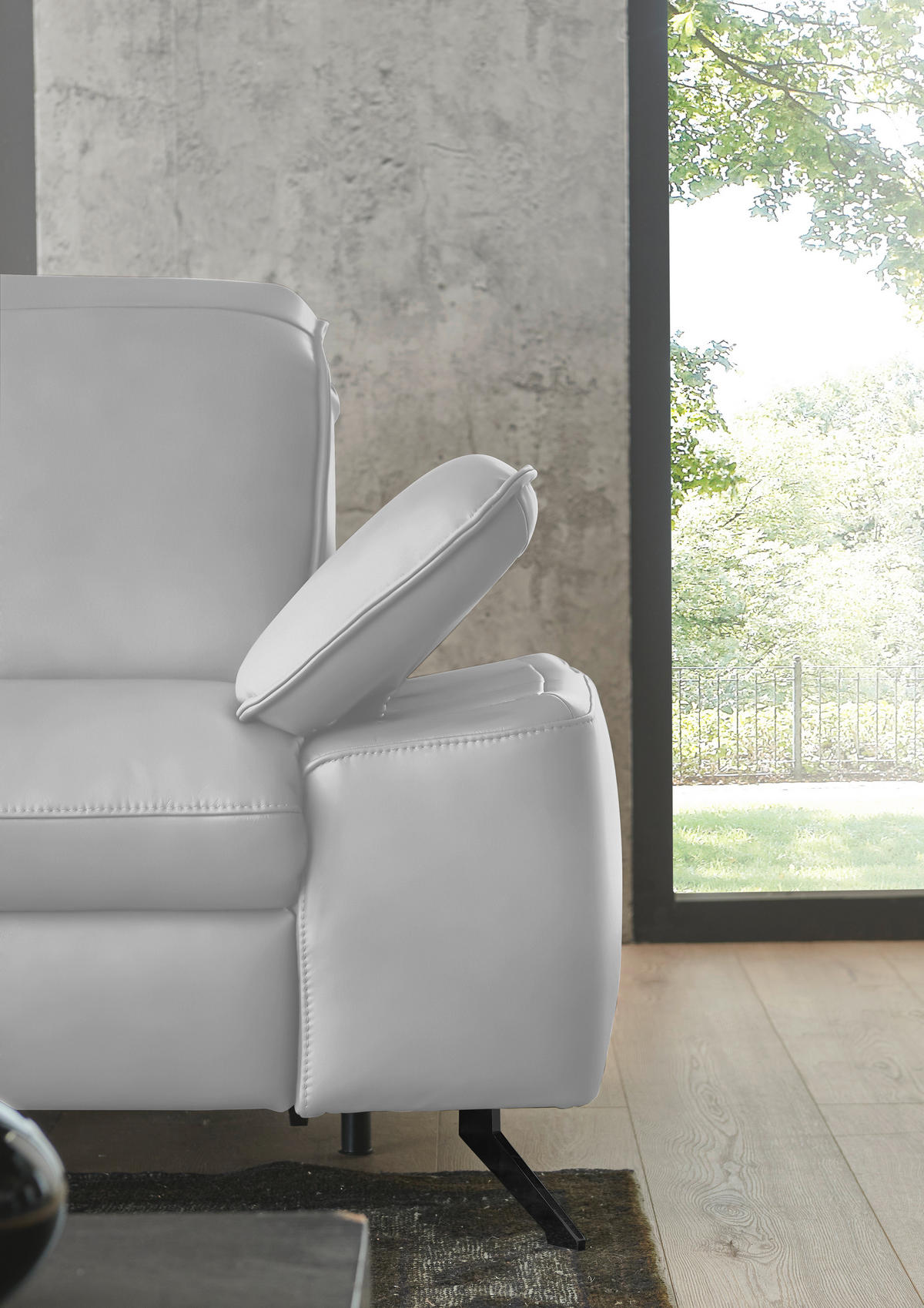 ECKSOFA  Echtleder Weiss  - Weiss/Schwarz, Design, Leder/Metall (169/307cm) - Beldomo Premium