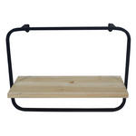 WANDREGAL Tanne massiv Schwarz  - Schwarz, Basics, Holz/Metall (40/15/30cm) - Ambia Home
