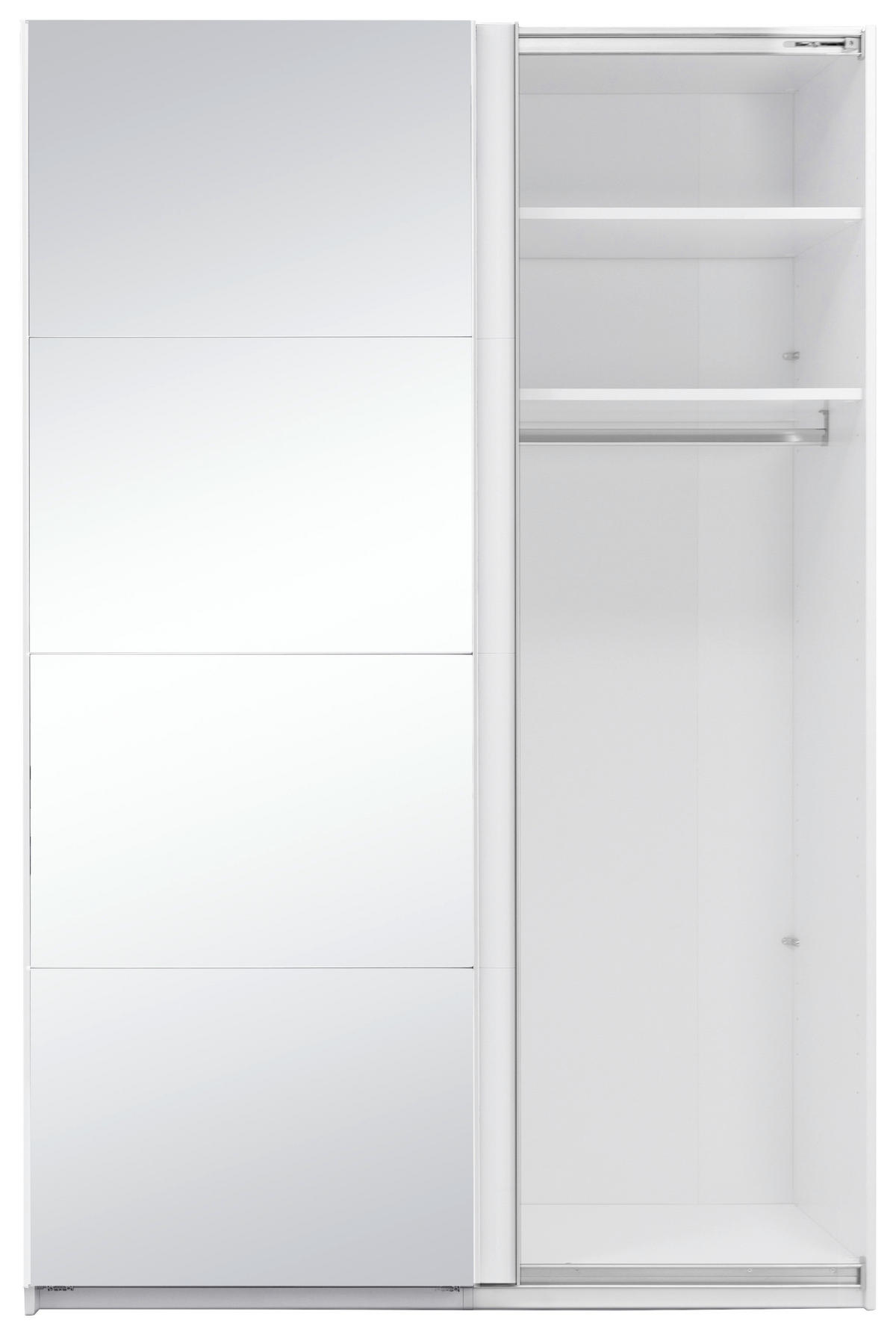 SCHIEBETÜRENSCHRANK 150/210/62 cm 2-türig Weiß  - Weiß Hochglanz/Alufarben, MODERN, Holzwerkstoff/Metall (150/210/62cm) - MID.YOU