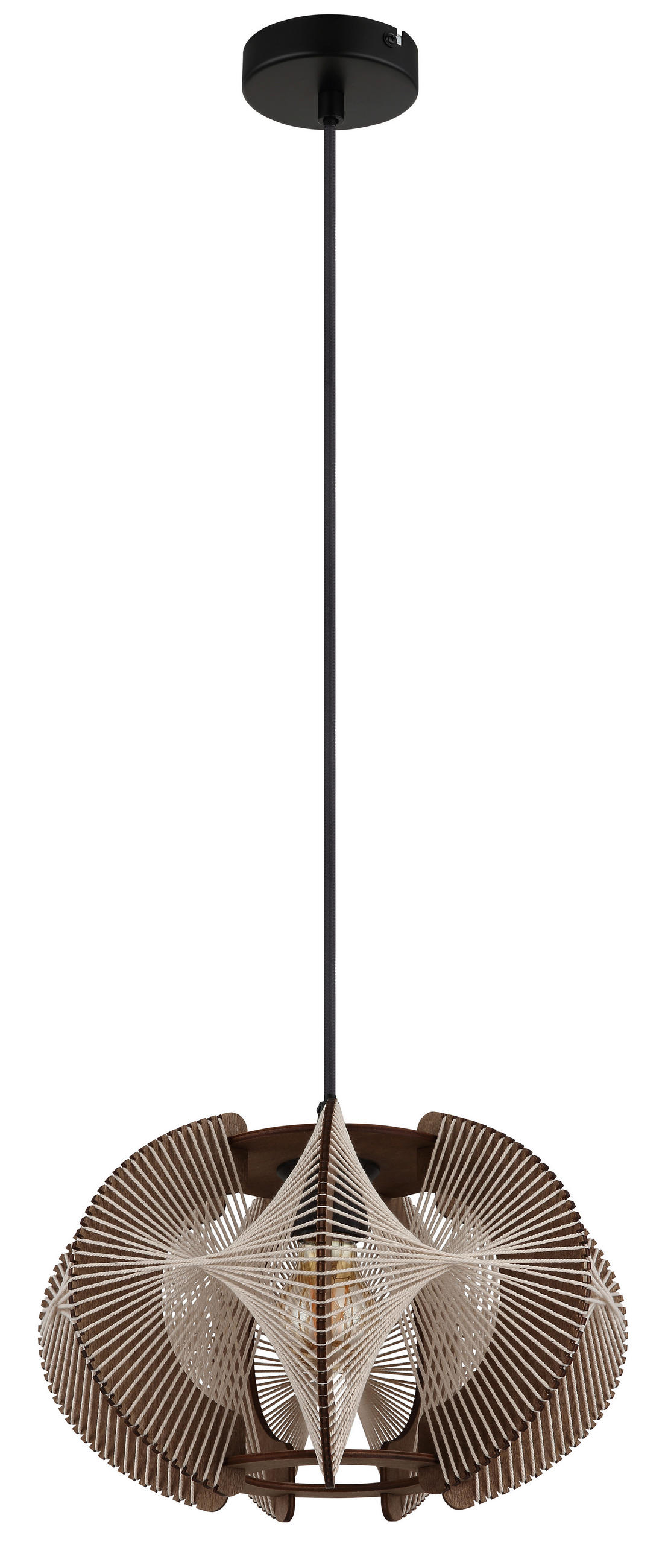 HÄNGELEUCHTE Sakura 34/150 cm  - Dunkelbraun/Schwarz, Design, Naturmaterialien/Holzwerkstoff (34/150cm) - Globo