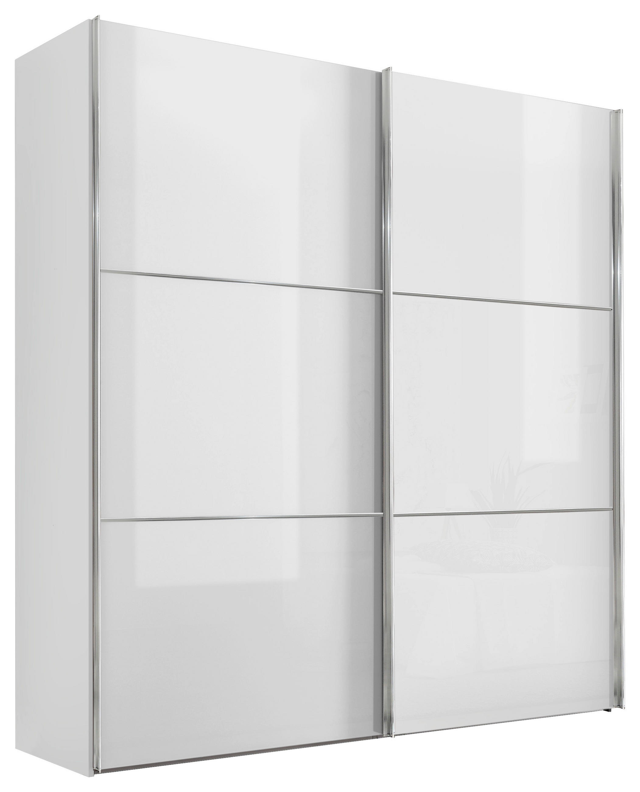 SCHWEBETÜRENSCHRANK 167/222/68 cm 2-türig Weiß  - Chromfarben/Weiß, KONVENTIONELL, Glas/Holzwerkstoff (167/222/68cm) - Moderano