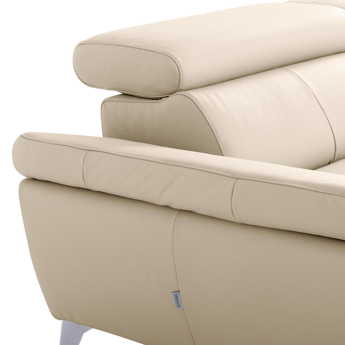 ECKSOFA SONO in Lederlook Echtleder Grau Armteilverstellung, Kopfteilverstellung  179/252 cm  - Chromfarben/Grau, Design, Leder/Textil (179/252cm) - Livetastic