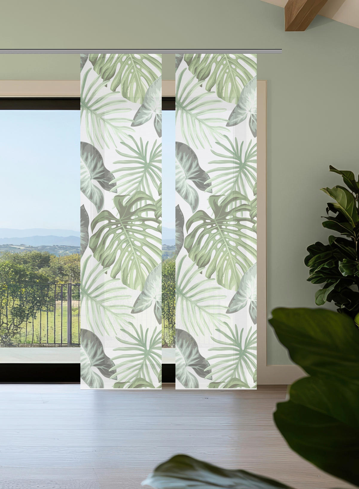 FLÄCHENVORHANG  2 Stück  blickdicht  60/260 cm   - Grün, Natur, Textil (60/260cm)