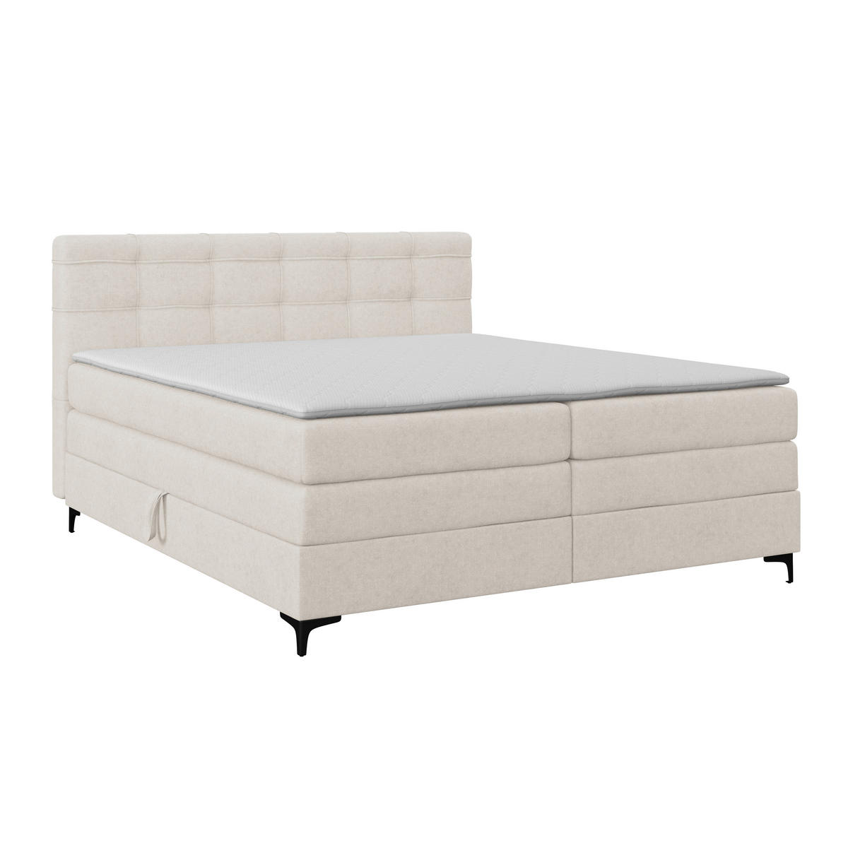 BOXSPRINGBETT 200/200 cm,  in Creme, H3 = fest  - Creme/Schwarz, KONVENTIONELL, Kunststoff/Textil (200/200cm)