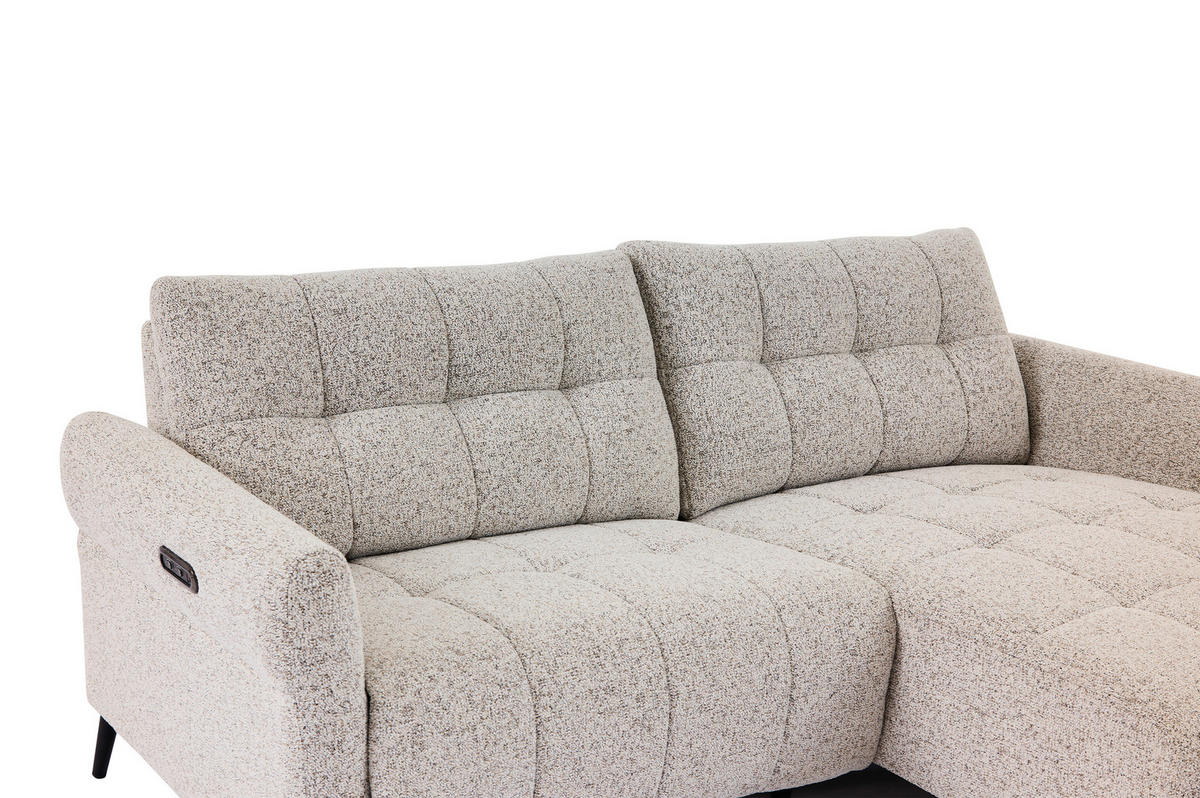 ECKSOFA in Webstoff Grau  220/156 cm  - Grau/Nickelfarben, Design, Textil/Metall (220/156cm) - Carryhome