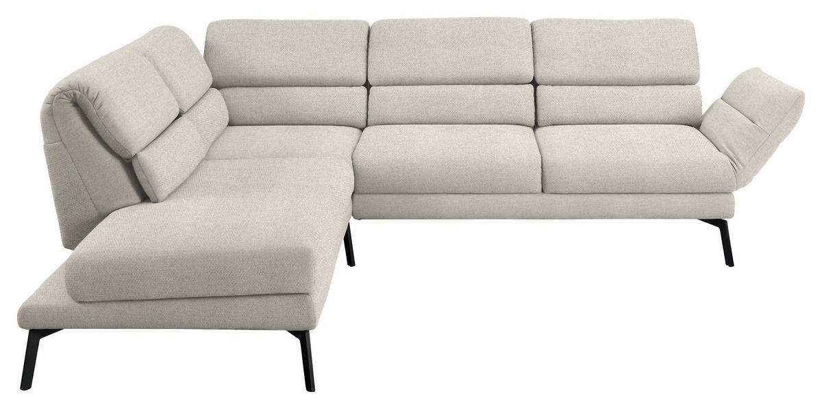 ECKSOFA in Flachgewebe Naturfarben, Beige  212-253/256-363 cm  - Beige/Schwarz, Design, Textil/Metall (212-253/256-363cm) - Dieter Knoll