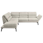 ECKSOFA in Flachgewebe Naturfarben, Beige  - Beige/Schwarz, Design, Textil/Metall (212-253/256-363cm) - Dieter Knoll