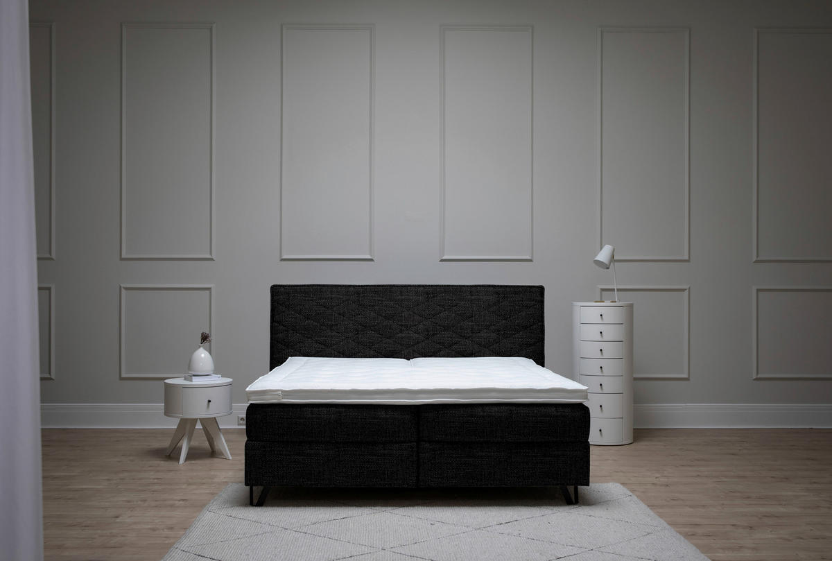 BOXSPRINGBETT 180/200 cm  in Schwarz  - Schwarz, KONVENTIONELL, Holz/Textil (180/200cm) - Sjöholm
