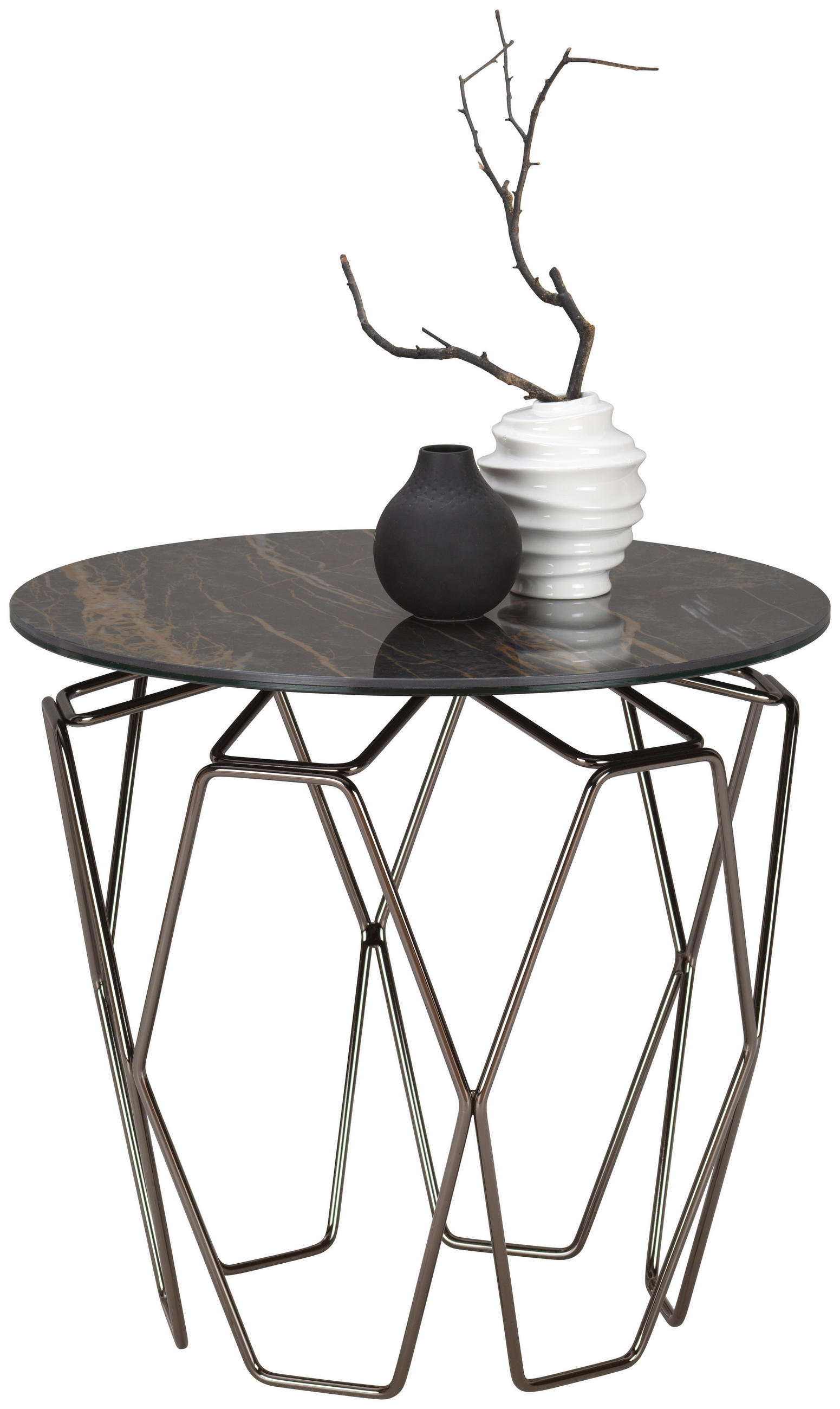 BEISTELLTISCH 60/60/55 cm Schwarz rund  - Schwarz, Design, Keramik/Metall (60/60/55cm) - Naos