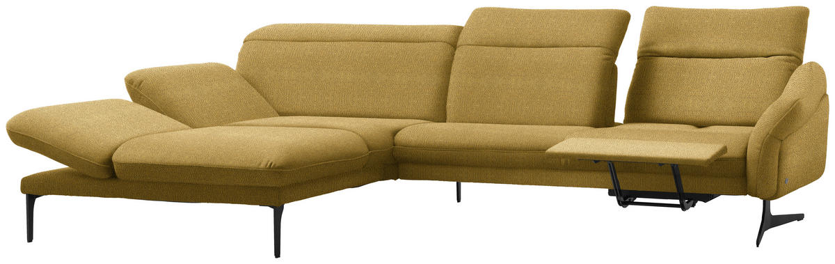 ECKSOFA in Webstoff Currygelb  - Currygelb/Anthrazit, Design, Textil/Metall (203/299cm) - Himolla
