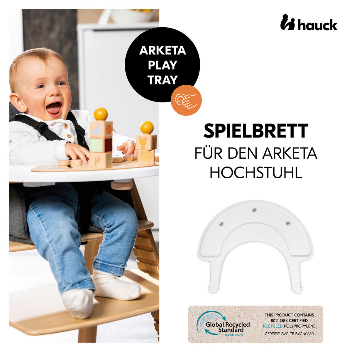 ESS- UND SPIELBRETT Arketa Play Tray  - Weiß, Basics, Kunststoff (46/4,6/58cm) - Hauck