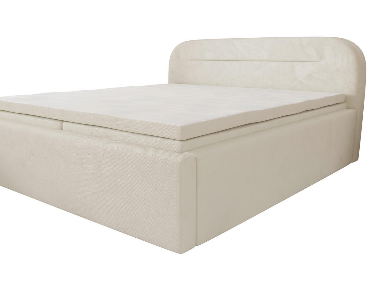 BOXBETT 180/200 cm,  in Beige, Bettkasten, Topper, H2 = mittel  - Beige, MODERN, Textil (180/200cm) - MID.YOU