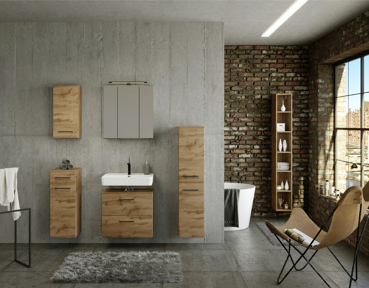 HÄNGESCHRANK 30/64/20 cm  - Eichefarben/Schwarz, Modern, Holzwerkstoff/Metall (30/64/20cm) - Held