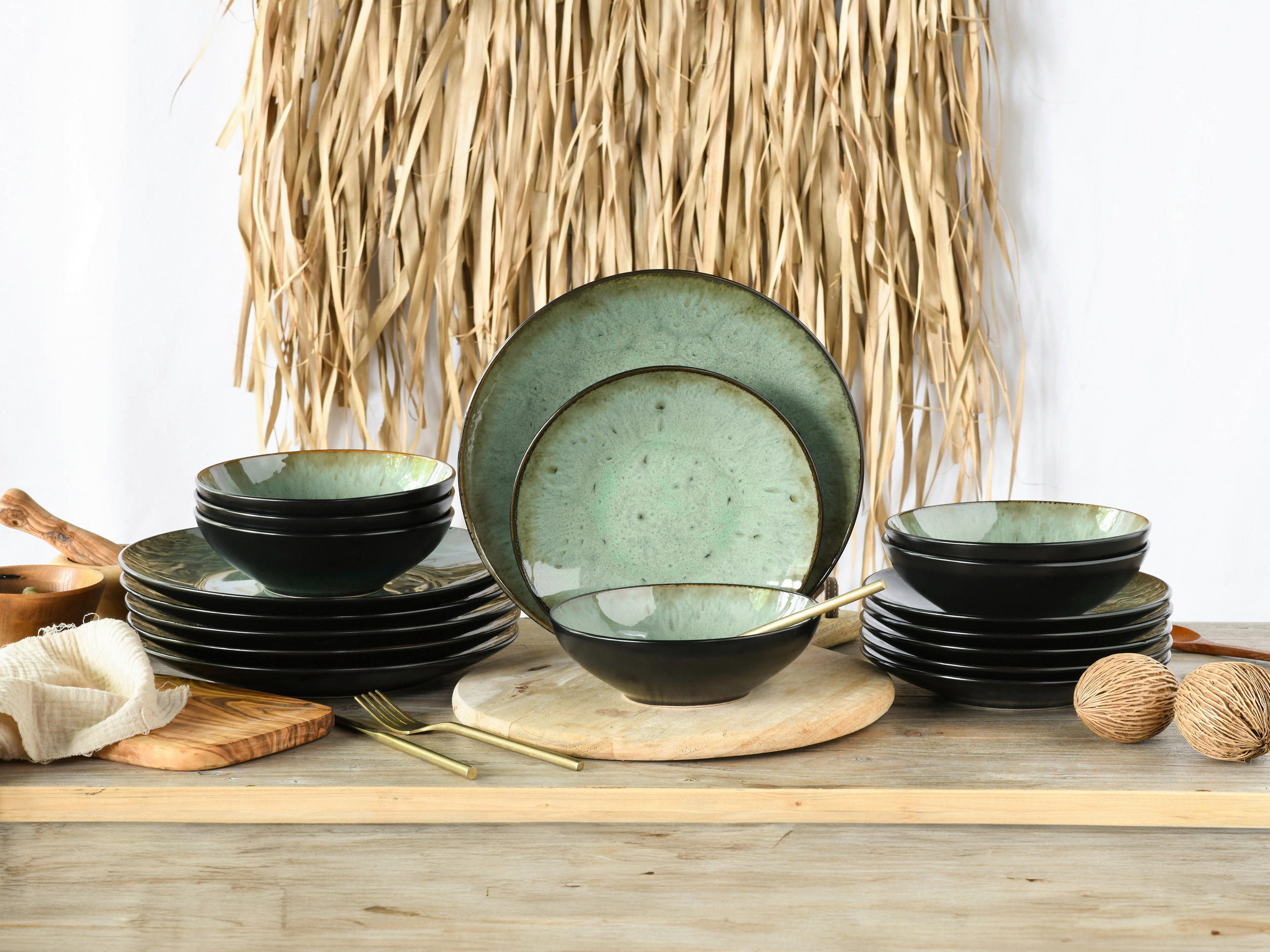 SERVIS Jawa Grün 18 delar  - grön/svart, Basics, keramik - Creatable